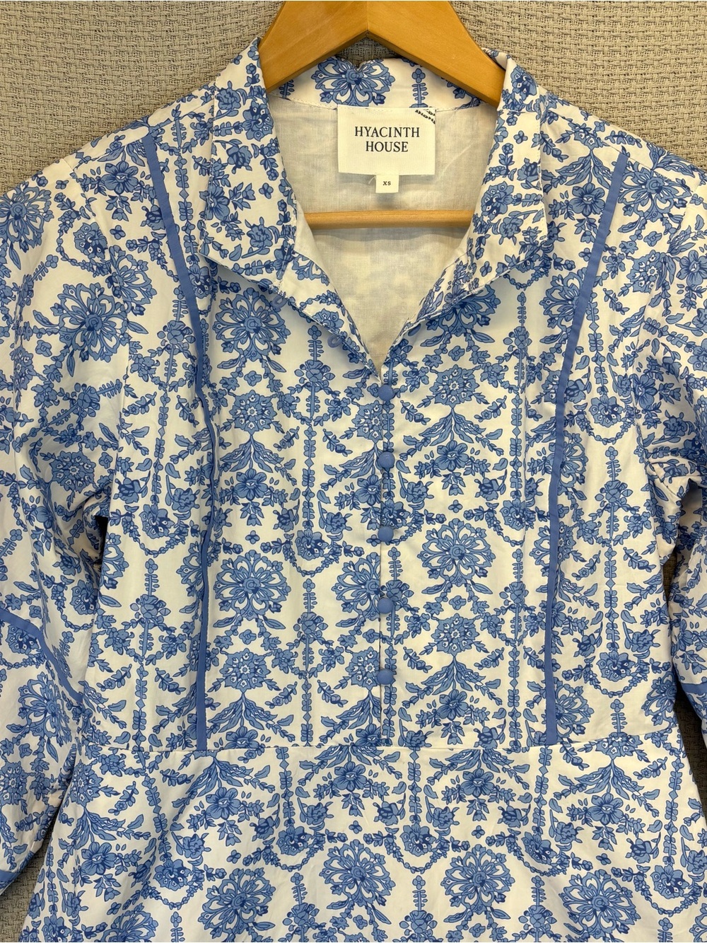 Tuckernuck Hyacinth House Baby Blue Floral Hillsborough Dress XS Cottagecore EUC - Picture 2 of 13